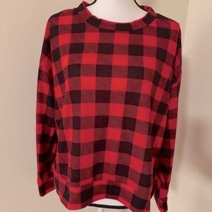 **JENNI* Red x Black Plaid Fashion Flannel Pajama Top Size Large